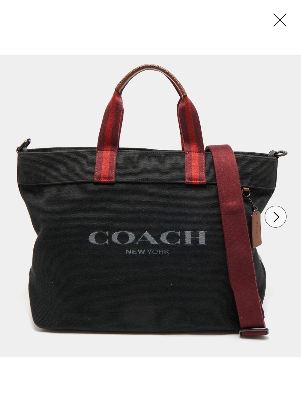Coach Coach Black/Burgundy Canvas Logo Tote